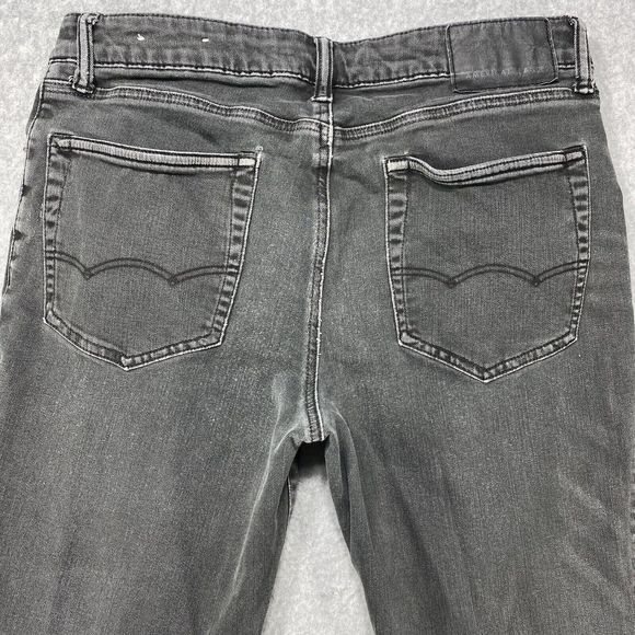 American Eagle Jeans Men 32x33 Gray Next Level Flex Stretch Whiskers Faded Denim - Picture 6 of 14